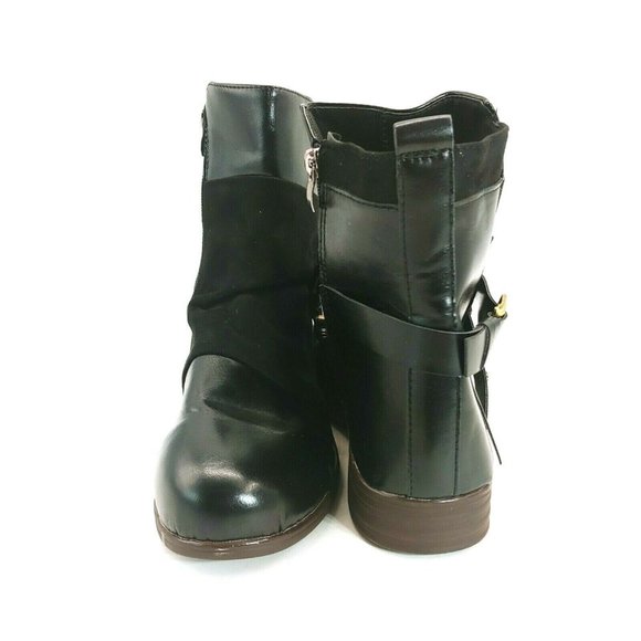 Womans Ankle Bootie Black Faux Leather SideZip - Picture 3 of 9